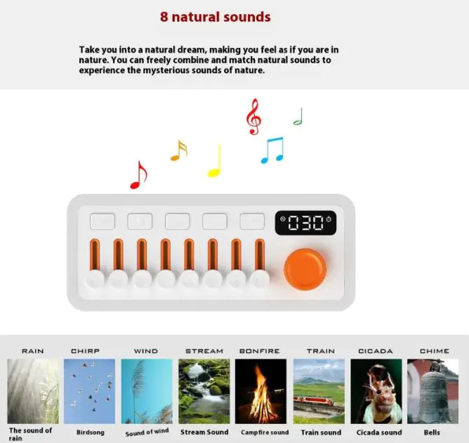 Portable White Noise Machine with 8 Kinds of Sleep Sounds