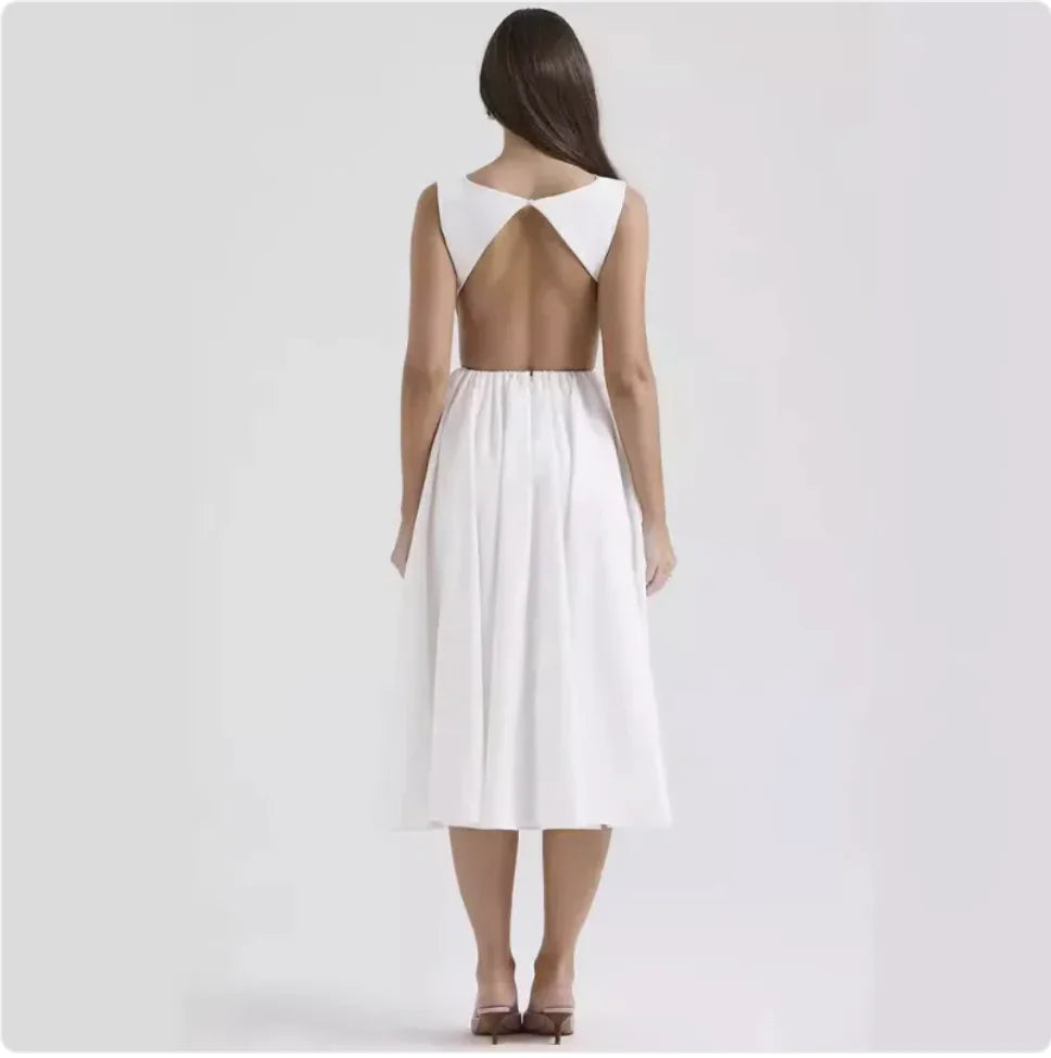 Summer Backless Spaghetti Strap Retro Dress